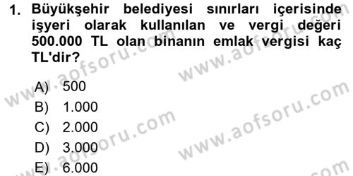 Özel Vergi Hukuku 2 Dersi 2016 - 2017 Yılı 3 Ders Sınav Soruları 1. Soru