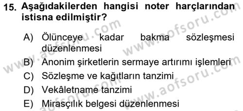Özel Vergi Hukuku 2 Dersi 2016 - 2017 Yılı 3 Ders Sınav Soruları 15. Soru