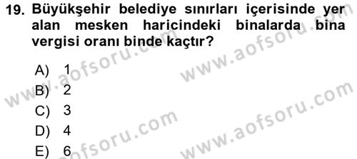 Özel Vergi Hukuku 2 Dersi 2016 - 2017 Yılı 3 Ders Sınav Soruları 19. Soru