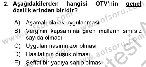 Özel Vergi Hukuku 2 Dersi 2016 - 2017 Yılı 3 Ders Sınav Soruları 2. Soru