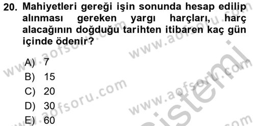Özel Vergi Hukuku 2 Dersi 2016 - 2017 Yılı 3 Ders Sınav Soruları 20. Soru