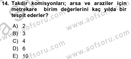Özel Vergi Hukuku 2 Dersi 2016 - 2017 Yılı (Vize) Ara Sınav Soruları 14. Soru