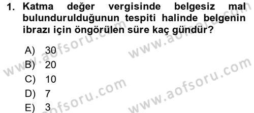 Özel Vergi Hukuku 2 Dersi 2017 - 2018 Yılı (Vize) Ara Sınav Soruları 1. Soru