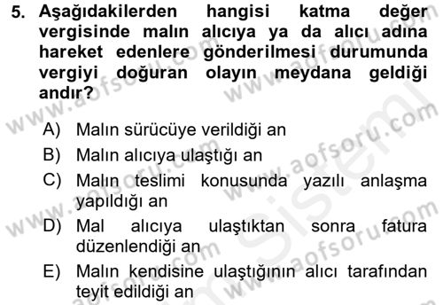 Özel Vergi Hukuku 2 Dersi 2017 - 2018 Yılı (Vize) Ara Sınav Soruları 5. Soru