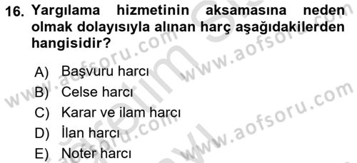 Özel Vergi Hukuku 2 Dersi 2018 - 2019 Yılı 3 Ders Sınav Soruları 16. Soru