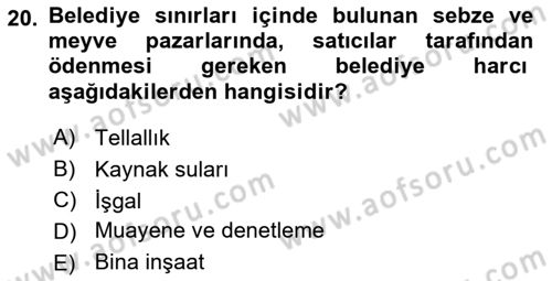 Özel Vergi Hukuku 2 Dersi 2018 - 2019 Yılı 3 Ders Sınav Soruları 20. Soru