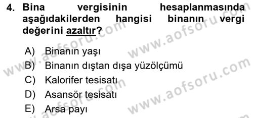 Özel Vergi Hukuku 2 Dersi 2018 - 2019 Yılı 3 Ders Sınav Soruları 4. Soru