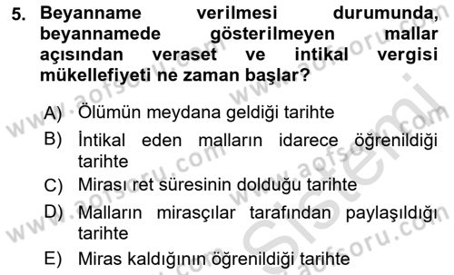 Özel Vergi Hukuku 2 Dersi 2018 - 2019 Yılı 3 Ders Sınav Soruları 5. Soru