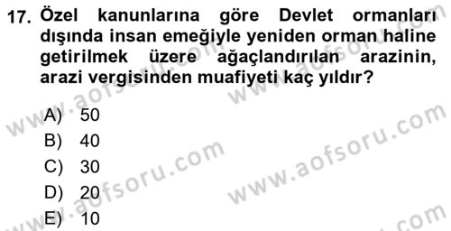 Özel Vergi Hukuku 2 Dersi 2018 - 2019 Yılı (Vize) Ara Sınav Soruları 17. Soru