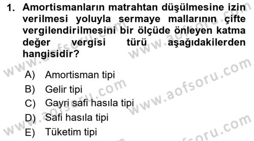 Özel Vergi Hukuku 2 Dersi 2018 - 2019 Yılı (Final) Dönem Sonu Sınav Soruları 1. Soru