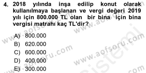 Özel Vergi Hukuku 2 Dersi 2018 - 2019 Yılı (Final) Dönem Sonu Sınav Soruları 4. Soru