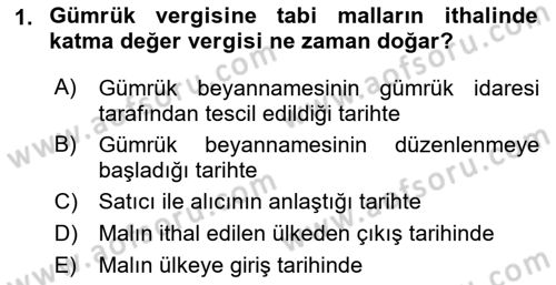 Özel Vergi Hukuku 2 Dersi 2018 - 2019 Yılı Yaz Okulu Sınav Soruları 1. Soru