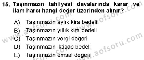 Özel Vergi Hukuku 2 Dersi 2018 - 2019 Yılı Yaz Okulu Sınav Soruları 15. Soru