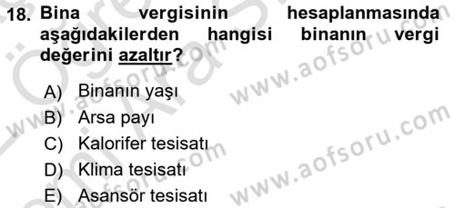 Özel Vergi Hukuku 2 Dersi 2021 - 2022 Yılı (Vize) Ara Sınav Soruları 18. Soru