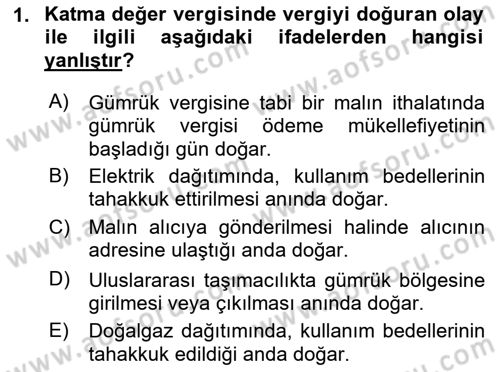 Özel Vergi Hukuku 2 Dersi 2021 - 2022 Yılı Yaz Okulu Sınav Soruları 1. Soru