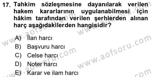 Özel Vergi Hukuku 2 Dersi 2021 - 2022 Yılı Yaz Okulu Sınav Soruları 17. Soru