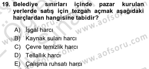 Özel Vergi Hukuku 2 Dersi 2021 - 2022 Yılı Yaz Okulu Sınav Soruları 19. Soru