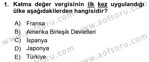 Özel Vergi Hukuku 2 Dersi 2023 - 2024 Yılı (Vize) Ara Sınav Soruları 1. Soru