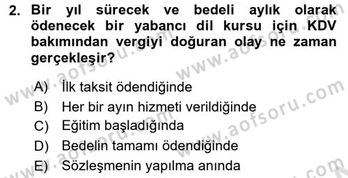 Özel Vergi Hukuku 2 Dersi 2023 - 2024 Yılı (Vize) Ara Sınav Soruları 2. Soru