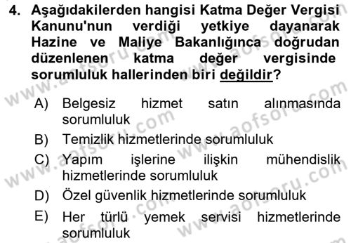 Özel Vergi Hukuku 2 Dersi 2023 - 2024 Yılı (Vize) Ara Sınav Soruları 4. Soru