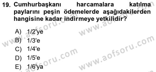 Özel Vergi Hukuku 2 Dersi 2023 - 2024 Yılı (Final) Dönem Sonu Sınav Soruları 19. Soru