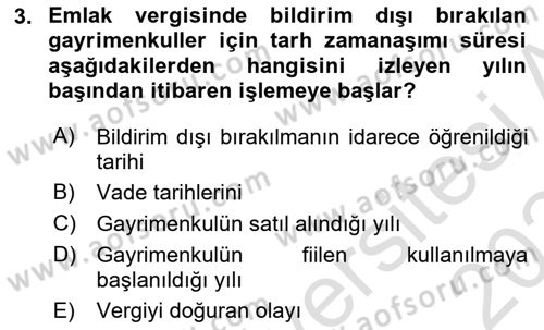 Özel Vergi Hukuku 2 Dersi 2023 - 2024 Yılı (Final) Dönem Sonu Sınav Soruları 3. Soru
