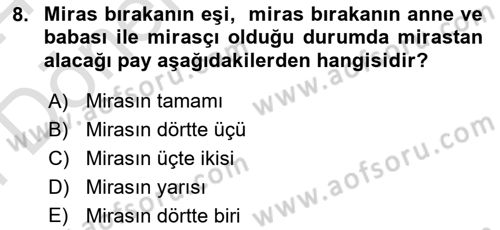 Özel Vergi Hukuku 2 Dersi 2023 - 2024 Yılı (Final) Dönem Sonu Sınav Soruları 8. Soru