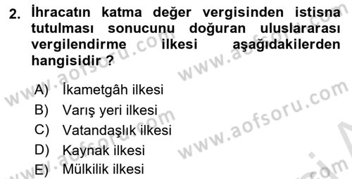 Özel Vergi Hukuku 2 Dersi 2024 - 2025 Yılı (Vize) Ara Sınav Soruları 2. Soru