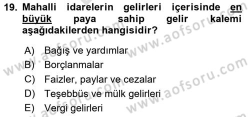 Özel Vergi Hukuku 2 Dersi 2024 - 2025 Yılı (Final) Dönem Sonu Sınav Soruları 19. Soru