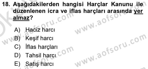 Özel Vergi Hukuku 2 Dersi 2024 - 2025 Yılı Yaz Okulu Sınav Soruları 18. Soru