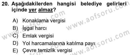 Özel Vergi Hukuku 2 Dersi 2024 - 2025 Yılı Yaz Okulu Sınav Soruları 20. Soru