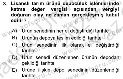 Özel Vergi Hukuku 2 Dersi 2024 - 2025 Yılı Yaz Okulu Sınav Soruları 3. Soru