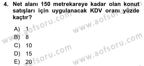 Özel Vergi Hukuku 2 Dersi 2024 - 2025 Yılı Yaz Okulu Sınav Soruları 4. Soru