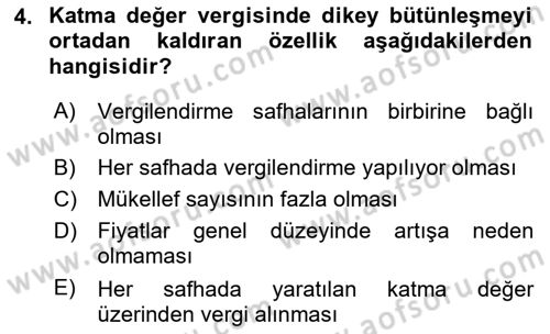 Özel Vergi Hukuku 2 Dersi 2025 - 2026 Yılı (Vize) Ara Sınav Soruları 4. Soru