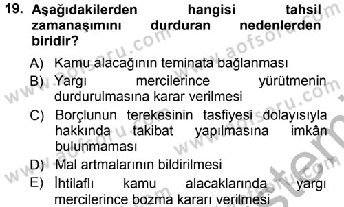 Vergi Hukuku Dersi 2012 - 2013 Yılı (Vize) Ara Sınav Soruları 19. Soru