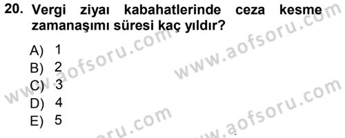 Vergi Hukuku Dersi 2012 - 2013 Yılı (Vize) Ara Sınav Soruları 20. Soru