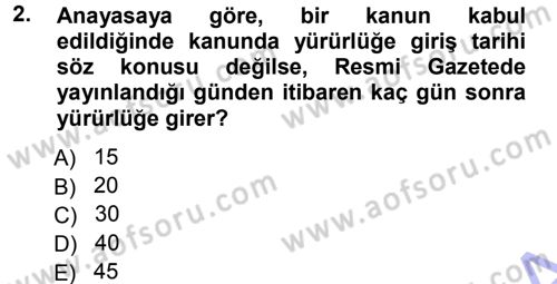 Vergi Hukuku Dersi 2012 - 2013 Yılı (Final) Dönem Sonu Sınav Soruları 2. Soru