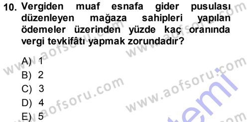 Vergi Hukuku Dersi 2013 - 2014 Yılı (Vize) Ara Sınav Soruları 10. Soru