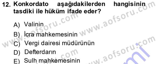 Vergi Hukuku Dersi 2013 - 2014 Yılı (Final) Dönem Sonu Sınav Soruları 12. Soru