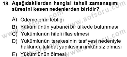 Vergi Hukuku Dersi 2014 - 2015 Yılı (Vize) Ara Sınav Soruları 18. Soru