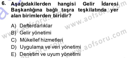 Vergi Hukuku Dersi 2014 - 2015 Yılı (Vize) Ara Sınav Soruları 6. Soru