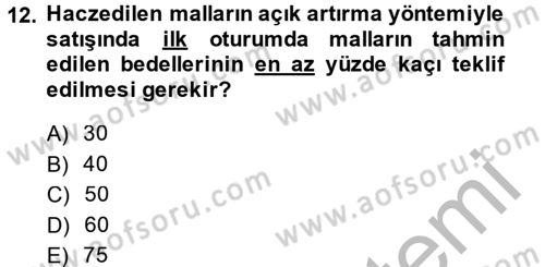 Vergi Hukuku Dersi 2014 - 2015 Yılı (Final) Dönem Sonu Sınav Soruları 12. Soru