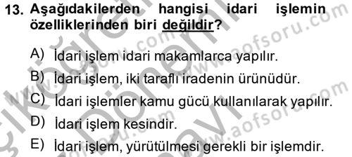 Vergi Hukuku Dersi 2014 - 2015 Yılı (Final) Dönem Sonu Sınav Soruları 13. Soru