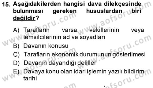 Vergi Hukuku Dersi 2014 - 2015 Yılı (Final) Dönem Sonu Sınav Soruları 15. Soru