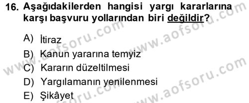 Vergi Hukuku Dersi 2014 - 2015 Yılı (Final) Dönem Sonu Sınav Soruları 16. Soru