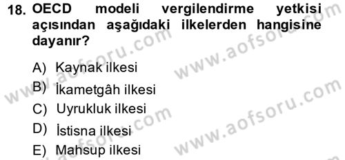 Vergi Hukuku Dersi 2014 - 2015 Yılı (Final) Dönem Sonu Sınav Soruları 18. Soru