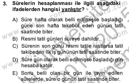 Vergi Hukuku Dersi 2014 - 2015 Yılı (Final) Dönem Sonu Sınav Soruları 3. Soru