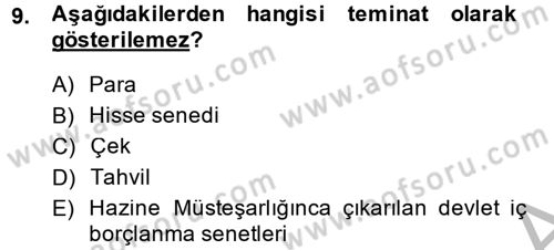 Vergi Hukuku Dersi 2014 - 2015 Yılı (Final) Dönem Sonu Sınav Soruları 9. Soru