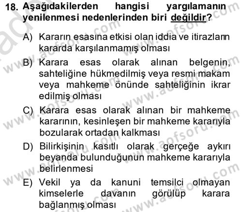 Vergi Hukuku Dersi 2014 - 2015 Yılı Tek Ders Sınav Soruları 18. Soru