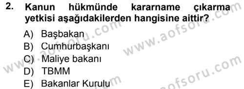 Vergi Hukuku Dersi 2014 - 2015 Yılı Tek Ders Sınav Soruları 2. Soru